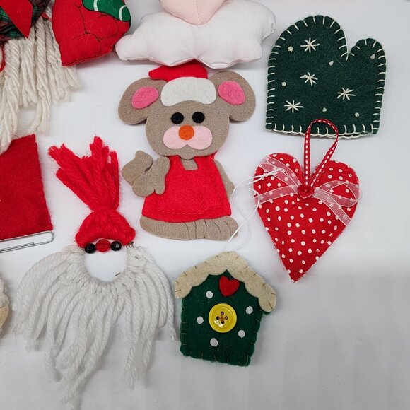 Vintage Handmade Christmas Ornaments Fabric Felt Sequin Yarn Angels Figures - Picture 8 of 9